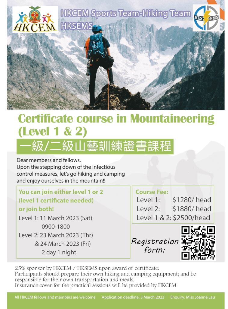 Certificate Course In Mountaineering (Level 1 & 2) 一級/二級山藝訓練證書課程 – Hong ...